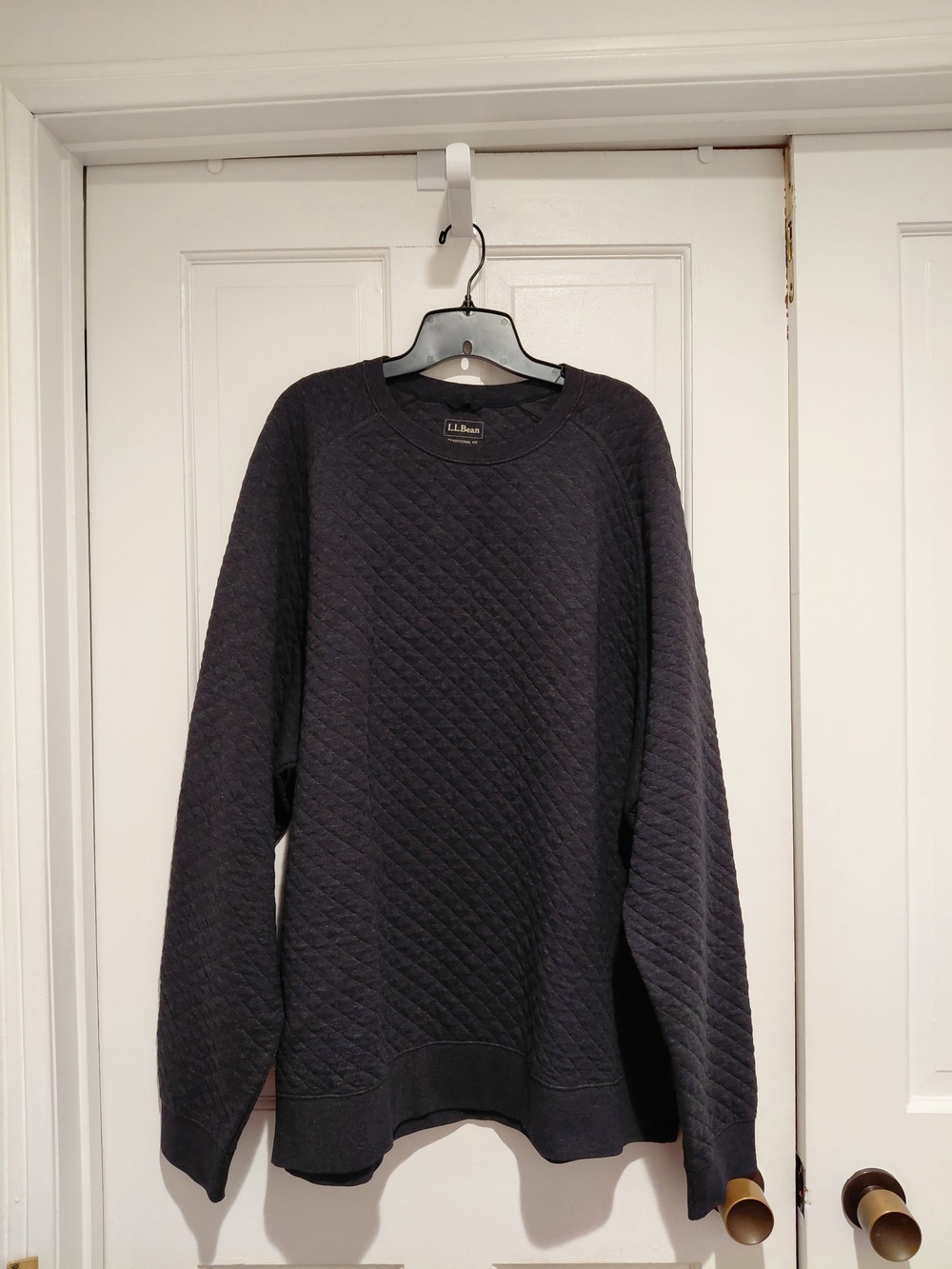 L.L. Bean Men's Quilted Crewneck Sweater - Charcoal Gray